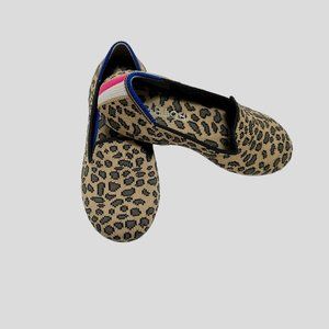 Rothy's The Kids Loafer Girls Size 12 Cheetah Print Knit Flat